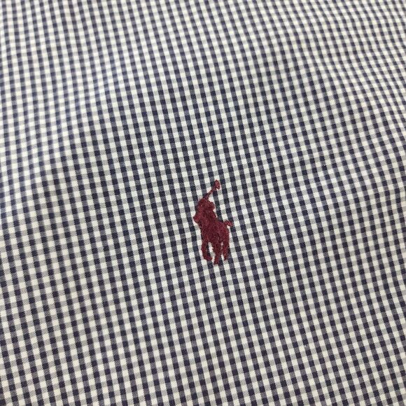 Ralph Lauren Tilden Shirt Medium Golf Vintage Blue Gingham Check Long Sleeve - Picture 4 of 10